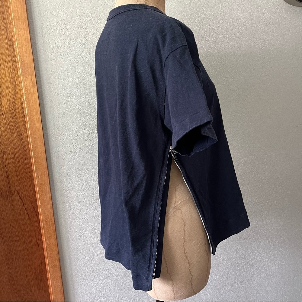 SACAI sz 1 S Navy Blue Short Sleeve Tshirt Tee Paradise Garage Side Zippers - Picture 5 of 14